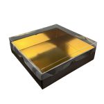 Caixa Cartão Ondulado p/ Bolos c/ Tampa PVC Castanho Vistaldoce 25x25x6/8cm – Norpack