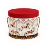 Caixa Cartão p/ Panettone 1Kg c/ Tampa e Cordão Coleção Carrossel 21,5x21,5x22cm – Norpack