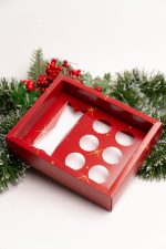Caixa Cartolina Vermelha C/ Tampa PVC p/ Mini Garrafa + 6 Brigadeiros Coleção Pai Natal – Norpack - Image 3