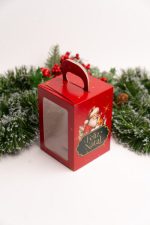Caixa Cartolina Vermelha C/ Alça 9,5x9,5x14cm p/ Mini Panettone 100grs Coleção Pai Natal – Norpack - Image 5