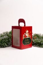 Caixa Cartolina Vermelha C/ Alça 9,5x9,5x14cm p/ Mini Panettone 100grs Coleção Pai Natal – Norpack - Image 6