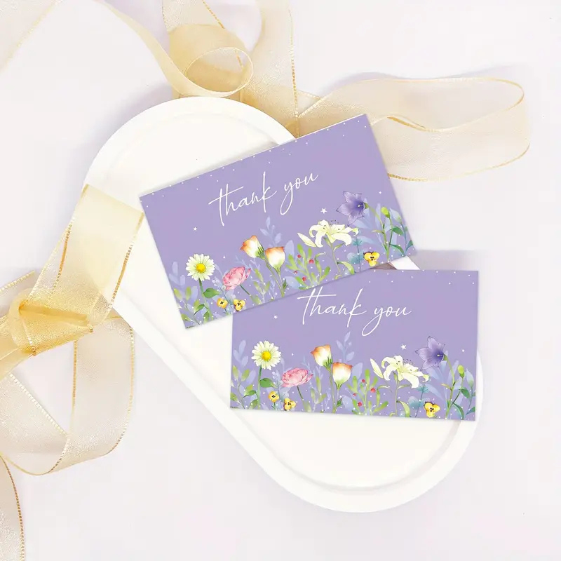 150400000073.png Cartão de agradecimento Floral Roxo "Thank You" 50 unidades – Norpack - Image 1