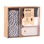 Pack Embrulho: Rolo Cordão Baker Twine Preto/ Branco 100mts + 30 Etiquetas Cartão – Norpack