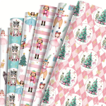 Papel Embrulho Natal Rosa 50,8x68,58cm Pack 6 folhas – Norpack