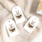 Etiquetas de Presente Páscoa com Ovos de Páscoa e Coelho em Cesta de Flores- Pack 48unid – Norpack - Image 2