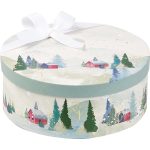 Caixa Cartão Redonda Branca Natal Floresta 25,5x10cm – Norpack