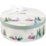 Caixa Cartão Redonda Branca Natal Floresta 31,5x10cm – Norpack