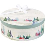 Caixa Cartão Redonda Branca Natal Floresta 35,5x13cm – Norpack