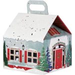 Caixa Cartão Cabaz / Presente Casinha Branca Natal Floresta c/ Asa 22,5x22,5x25cm – Norpack - Image 3