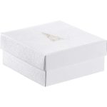 Caixa Cartão Presente Branca Pinheiro / imitação pele c/ Tampa 17,7x17,7x7,5cm – Norpack