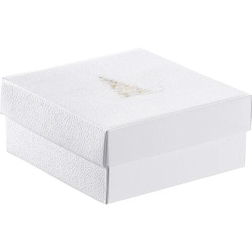 170100000050.jpg Caixa Cartão Presente Branca Pinheiro / imitação pele c/ Tampa 17,7x17,7x7,5cm – Norpack - Image 1
