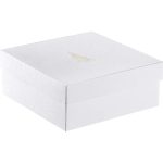 Caixa Cartão Presente Branca Pinheiro / imitação pele c/ Tampa 22x22x9cm – Norpack