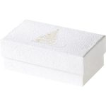 Caixa Cartão Presente Branca Pinheiro / imitação pele c/ Tampa 14,4x8,3x5,3cm – Norpack