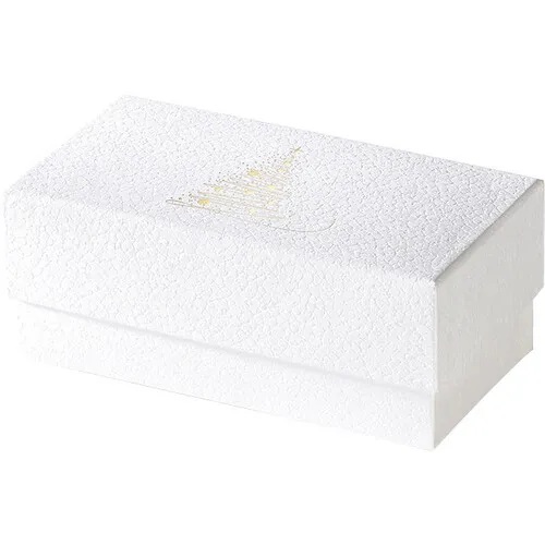 170100000062.jpg Caixa Cartão Presente Branca Pinheiro / imitação pele c/ Tampa 15,8x8,3x6,2cm – Norpack - Image 1