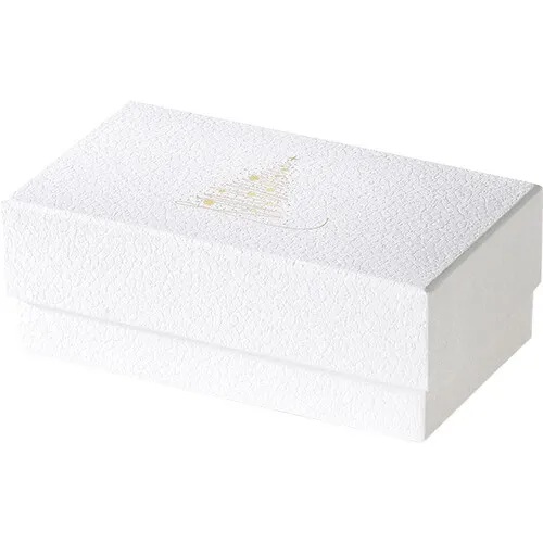 170100000063.jpg Caixa Cartão Presente Branca Pinheiro / imitação pele c/ Tampa 17x9,8x6,2cm – Norpack - Image 1