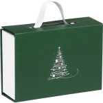 Caixa Cartão Presente Verde/Branca Pinheiro Fecho Magnético c/ Alça 19x13x6,5cm – Norpack