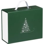 Caixa Cartão Presente Verde/Branca Pinheiro Fecho Magnético c/ Alça 23,5x18,5x9cm – Norpack