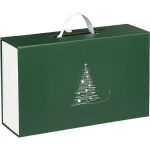 Caixa Cartão Presente Verde/Branca Pinheiro Fecho Magnético c/Alça 33,5x20x10,5cm – Norpack