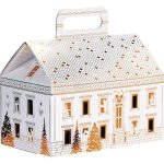 Caixa Cartão Cabaz / Presente Branca Natal Cidade Festiva c/ Asa 22,5x22,5x25cm – Norpack