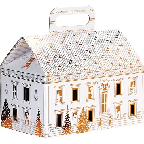 170100000073.jpg Caixa Cartão Cabaz / Presente Branca Natal Cidade Festiva c/ Asa 22,5x22,5x25cm – Norpack - Image 1