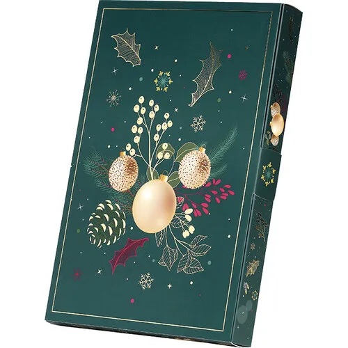170100000084.jpg Caixa Cartão Verde Calendário do Advento Natal Natureza Encantada c/ 24 janelas picotadas 21,2x30,4x3,1cm – Norpack - Image 1