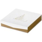 Caixa Cartão Chocolates Branca/Dourada Pinheiro Fecho Magnético 4 linhas 15,5x15,5x3,3cm – Norpack