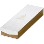 Caixa Cartão Chocolates Branca/Dourada Pinheiro Fecho Magnético 2 linhas 23x7,5x3,3cm – Norpack