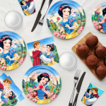 Conjunto Festa Branca de Neve 10 Pratos Refeição + 10 Pratos Sobremesa + 10 Copos + 20 Guardanapos – Norpack
