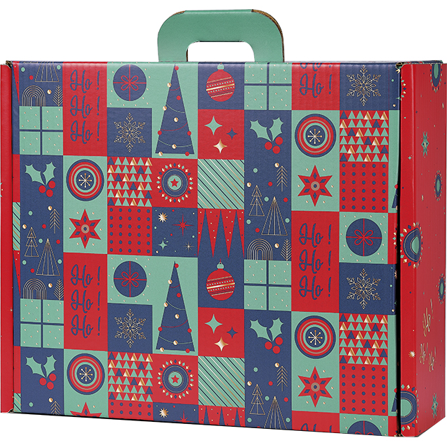 170100000210_1.jpg Caixa Cartão Verde/Vermelha Natal Motivos Natal c/ pega 38,4x32,5x11,5cm – Norpack - Image 1
