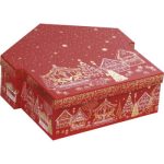 Caixa Cartão Cabaz / Presente Casa Chalé Vermelho/Dourado 31,4x31,7x10,4cm – Norpack - Image 4
