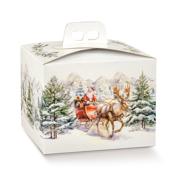 170100000246.jpg Caixa Cartão Cabaz / Presente / Panettone Branca C/ Pega Pai Natal 245x245x190mm – Norpack - Image 1
