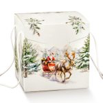 Caixa Cartão Cabaz / Presente Branca C/ Cordão Pai Natal 210x210x210mm – Norpack