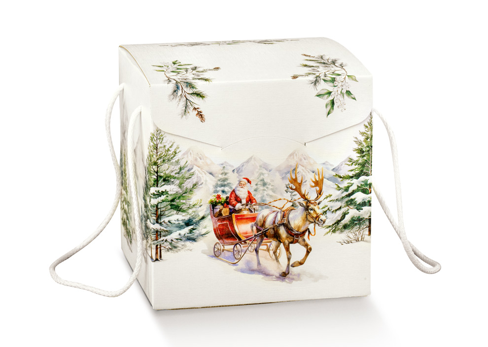 170100000247.jpg Caixa Cartão Cabaz / Presente Branca C/ Cordão Pai Natal 210x210x210mm – Norpack - Image 1