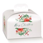 Caixa Cartão Cabaz / Presente / Panettone Branca Merry Christmas 245x245x130mm – Norpack