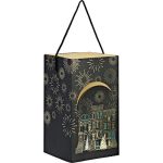 Caixa Cartão Cabaz/Presente Preto/Verde c/ tampa deslizante c/ Alça 18,5x18,5x33cm – Norpack