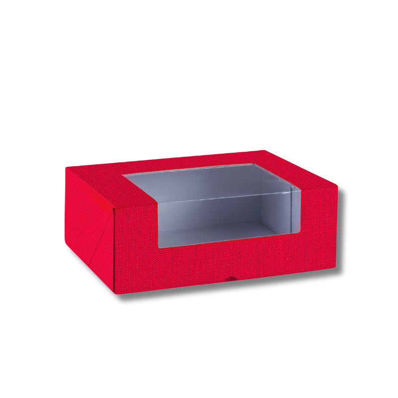 170100000406.png Caixa Cartão Presente Vermelha c/ janela 380x300x140mm – Norpack - Image 1