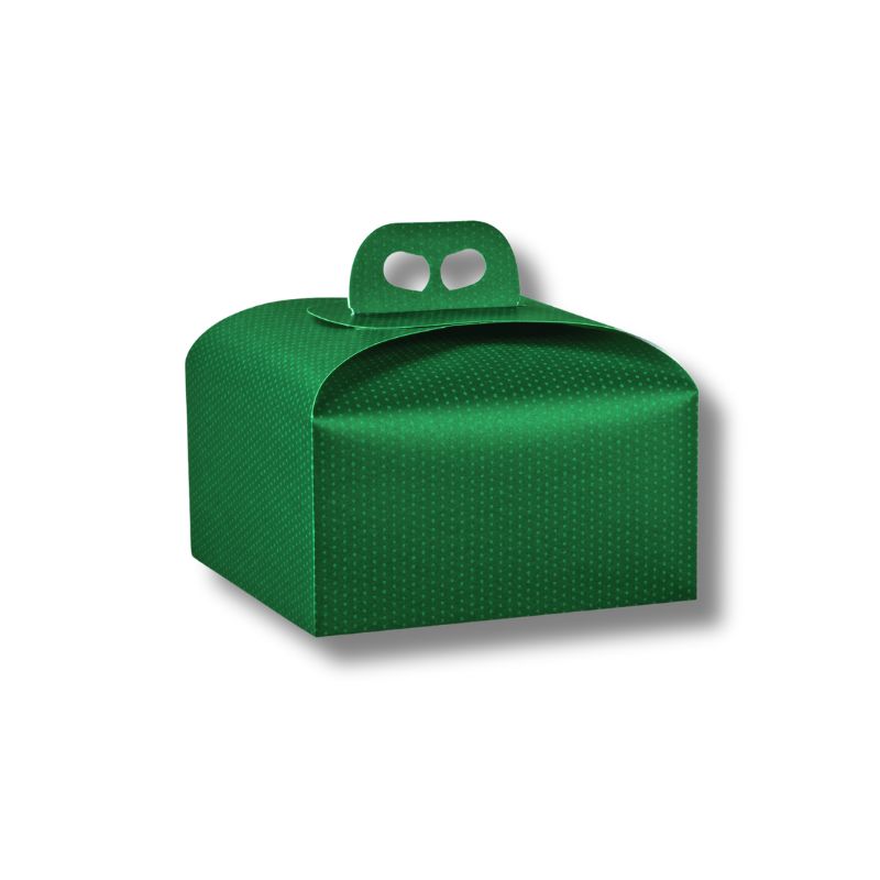 170100000421.jpg.jpg Caixa Cartão Panettone Verde c/ bolinhas 245x245x130mm – Norpack - Image 1