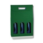 Caixa Cartao Verde c/ bolinhas para 3 Garrafas c/ janela 270x90x385mm – Norpack