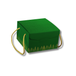 Caixa Cartão Presente Verde c/ Pinheiros Dourados c/ cordão 210x210x210mm – Norpack