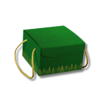 Caixa Cartão Presente Verde c/ Pinheiros Dourados c/ cordão 245x245x180mm – Norpack