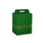 Caixa Cartão Cabaz / Presente Verde c/ Pinheiros Dourados c/ Pega 280x200x350mm – Norpack