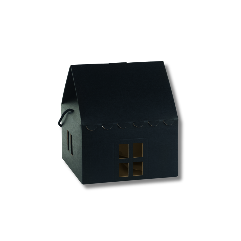170100000491.png Caixa Cartão Casinha Preta c/ cordão 200x140x140mm – Norpack - Image 1