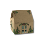 Caixa Cartão Casinha Kraft / Verde c/ cordão 245x245x150mm – Norpack