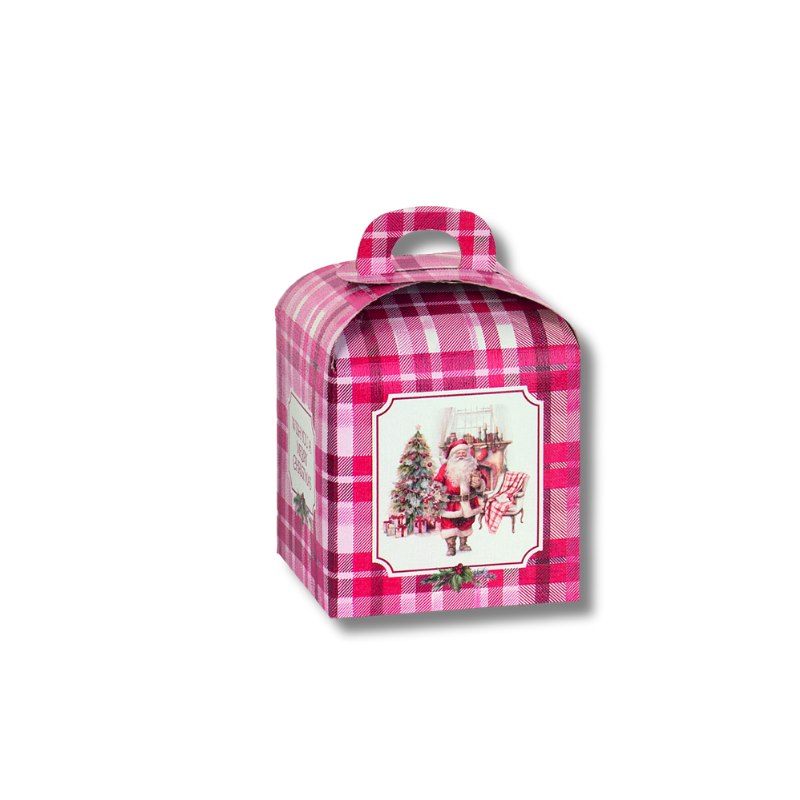 170100000500.png Caixa Cartão Panettone Vermelha / Branca Pai Natal 100x100x100mm – Norpack - Image 1