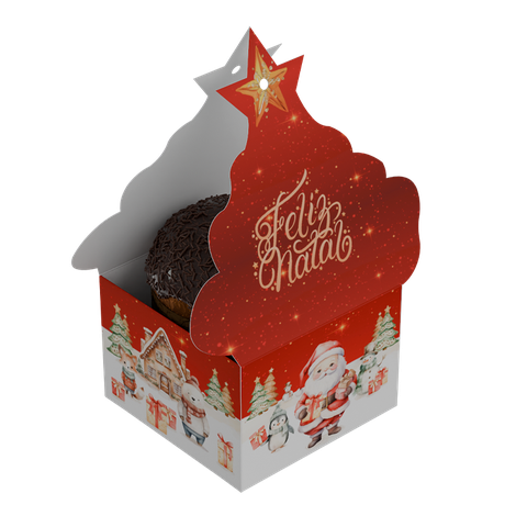170100000515.png Caixa Cartolina Mini Panettone Árvore Vermelha Natal Encantado Pack 5 unidades – Norpack - Image 1