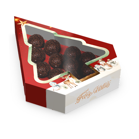 170100000524.png Caixa Cartolina Vermelha Árvore c/ Janela Natal Encantado 12 Brigadeiros - Pack 5 uni – Norpack - Image 1