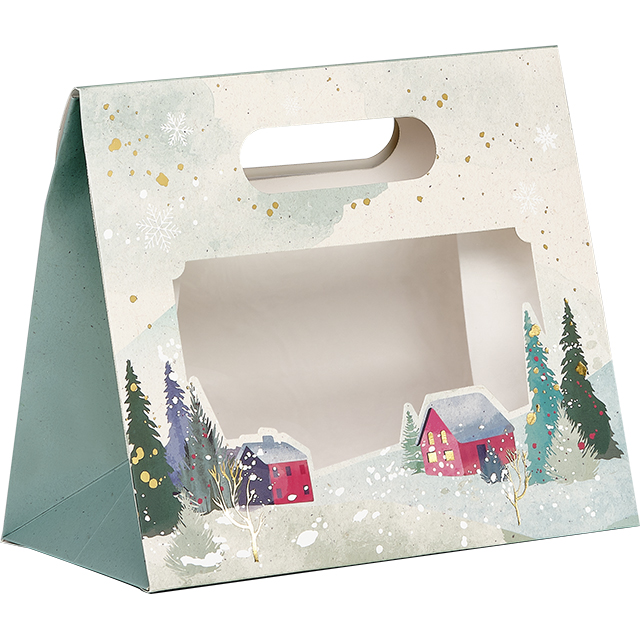 170800000008_1.jpg Saco Papel Natal Branco Floresta c/ pega 20x10x17cm – Norpack - Image 1