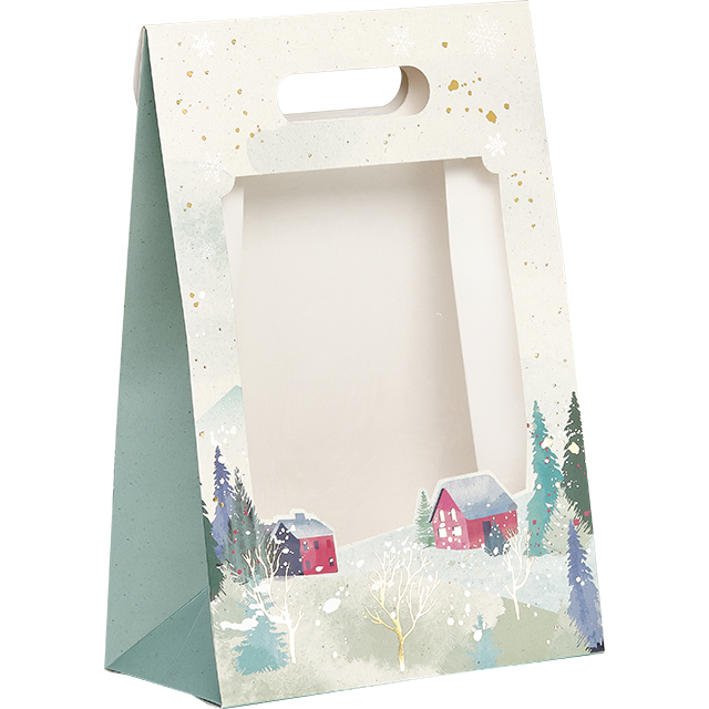 170800000010_1.jpg Saco Papel Branco Natal Floresta 20x10x29cm (C x L x A) – Norpack - Image 1