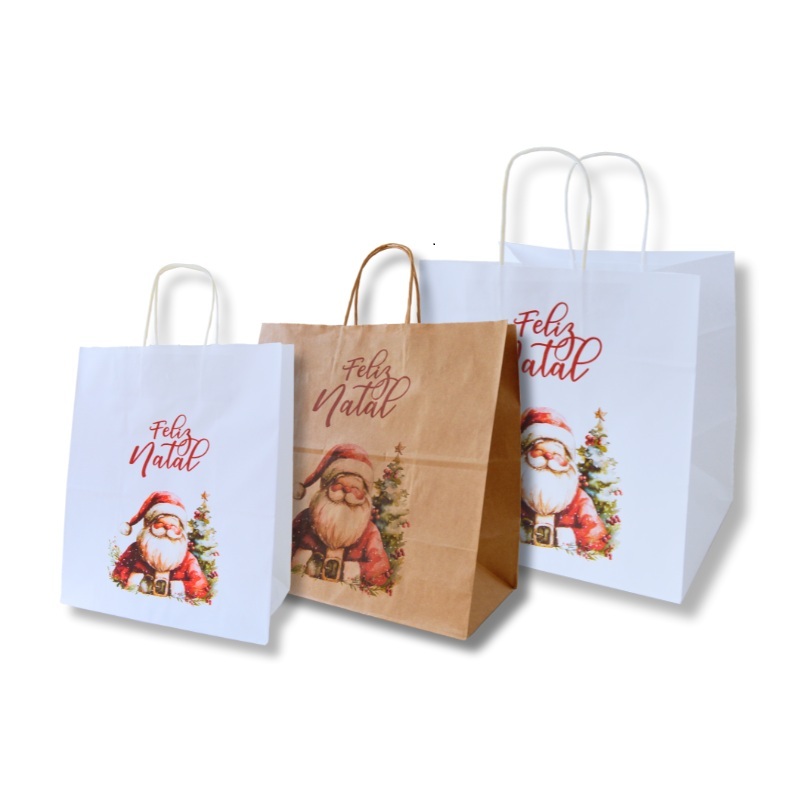 170800000020.jpg Saco Papel Branco / Kraft “Pai Natal Natal” - Vários Tamanhos – Norpack - Image 1