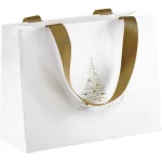 Saco Papel Branco/Dourado Pinheiro / imitação pele c/ Alça 21x8x16cm – Norpack